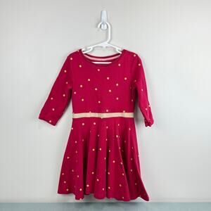 Mini Boden Gold Foil Polka Dot Twirly Skater Dress 6-7
